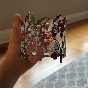 Bath & Body Works Floral Butterfly Candle Holder - Pink, Green, Gold